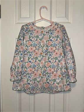 Cecil And Lou Floral Long-Sleeve Blouse in Pastel Pink & Blue Size 5